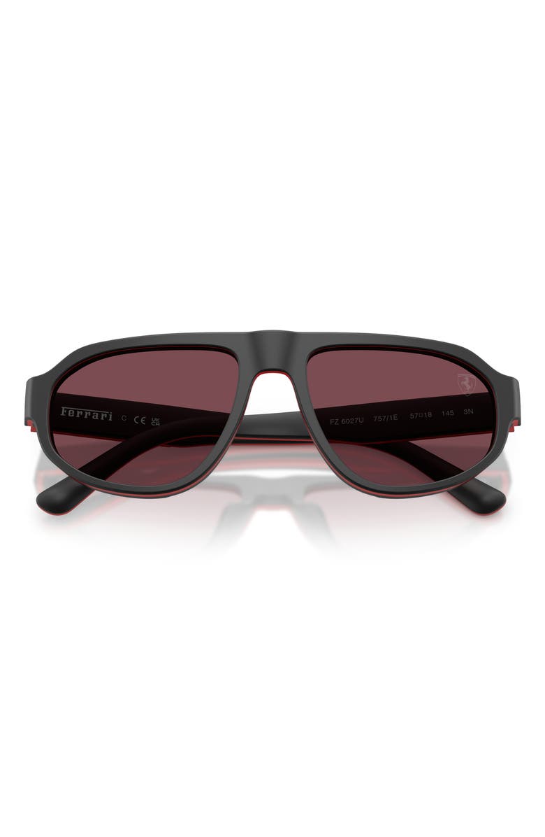 Scuderia Ferrari 57mm Irregular Sunglasses, Alternate, color, Black Matte Red Black