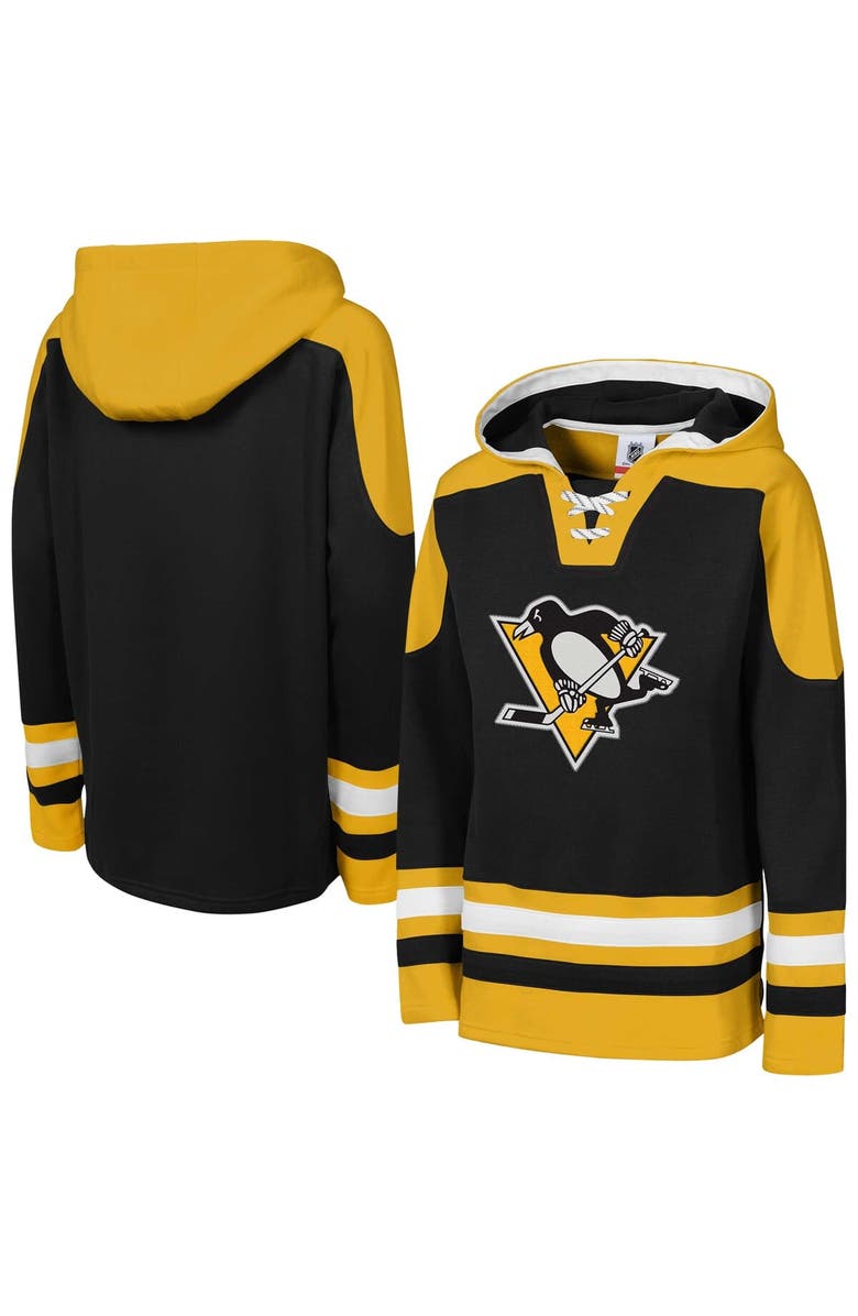 Outerstuff Youth Black Pittsburgh Penguins Ageless Must Have Home V-Neck Pullover Hoodie, Main, color, Black