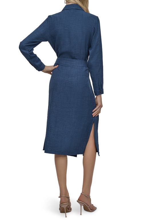DKNY DKNY LONG SLEEVE BELTED MIDI SHIRTDRESS