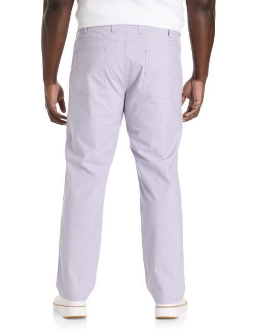 Oak Hill By Dxl Big & Tall  Straight-fit 5-pocket Chambray Pants In Lavender Gray