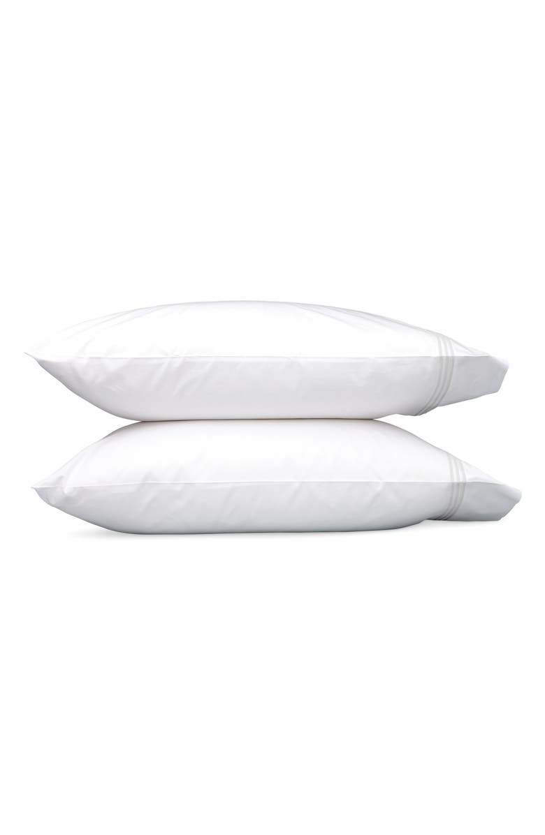 Matouk Bel Tempo Set of 2 520 Thread Count Cotton Perccale Pillowcases, Main, color, Silver