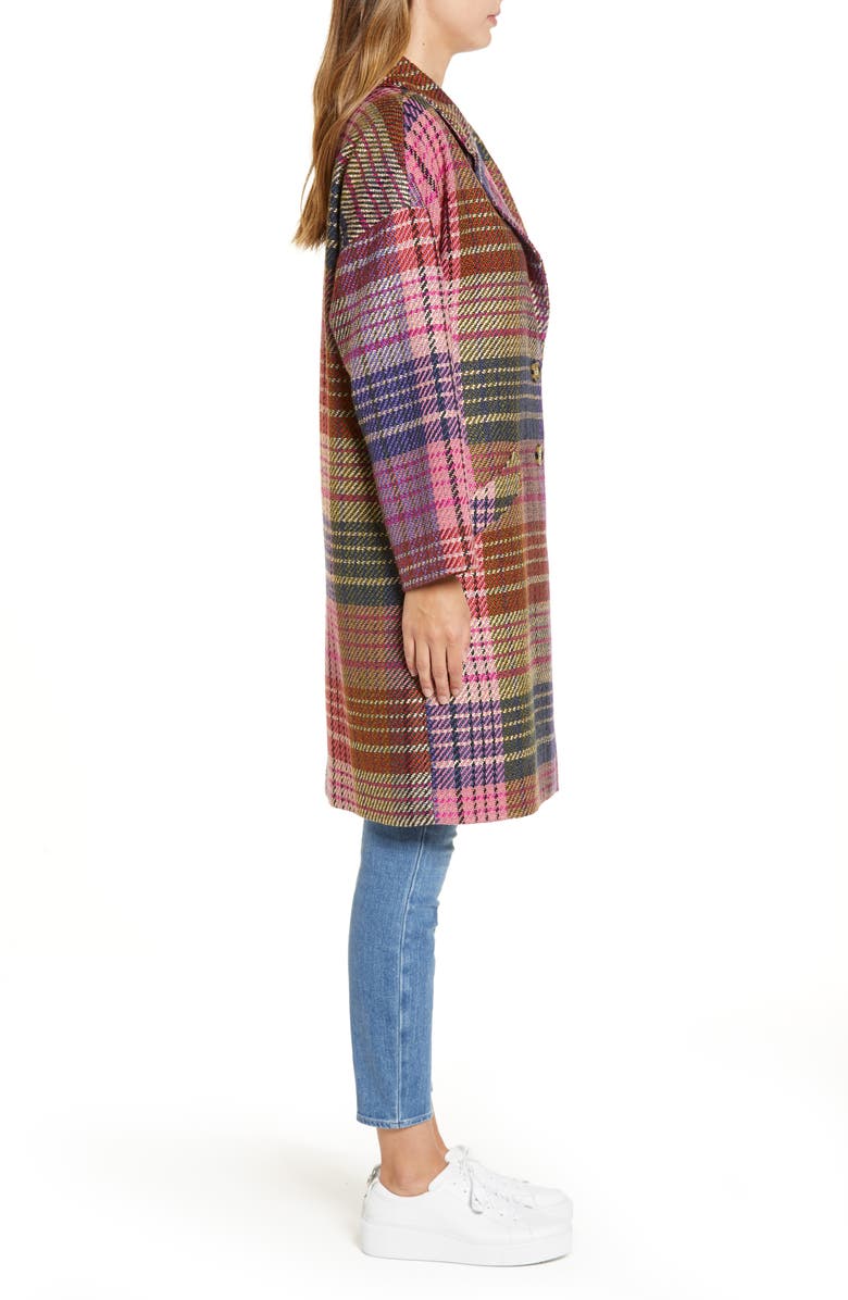 Halogen<sup>®</sup> Plaid Tweed Coat, Alternate, color,