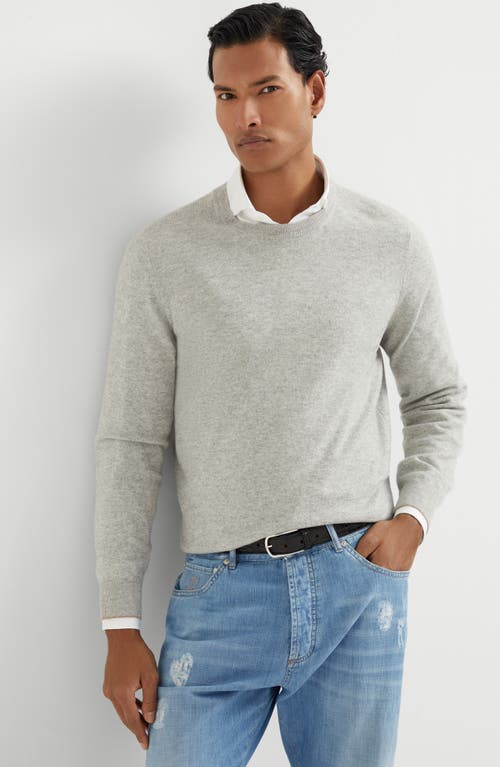 Brunello Cucinelli Crew-neck Cashmere Pullover In Pebble