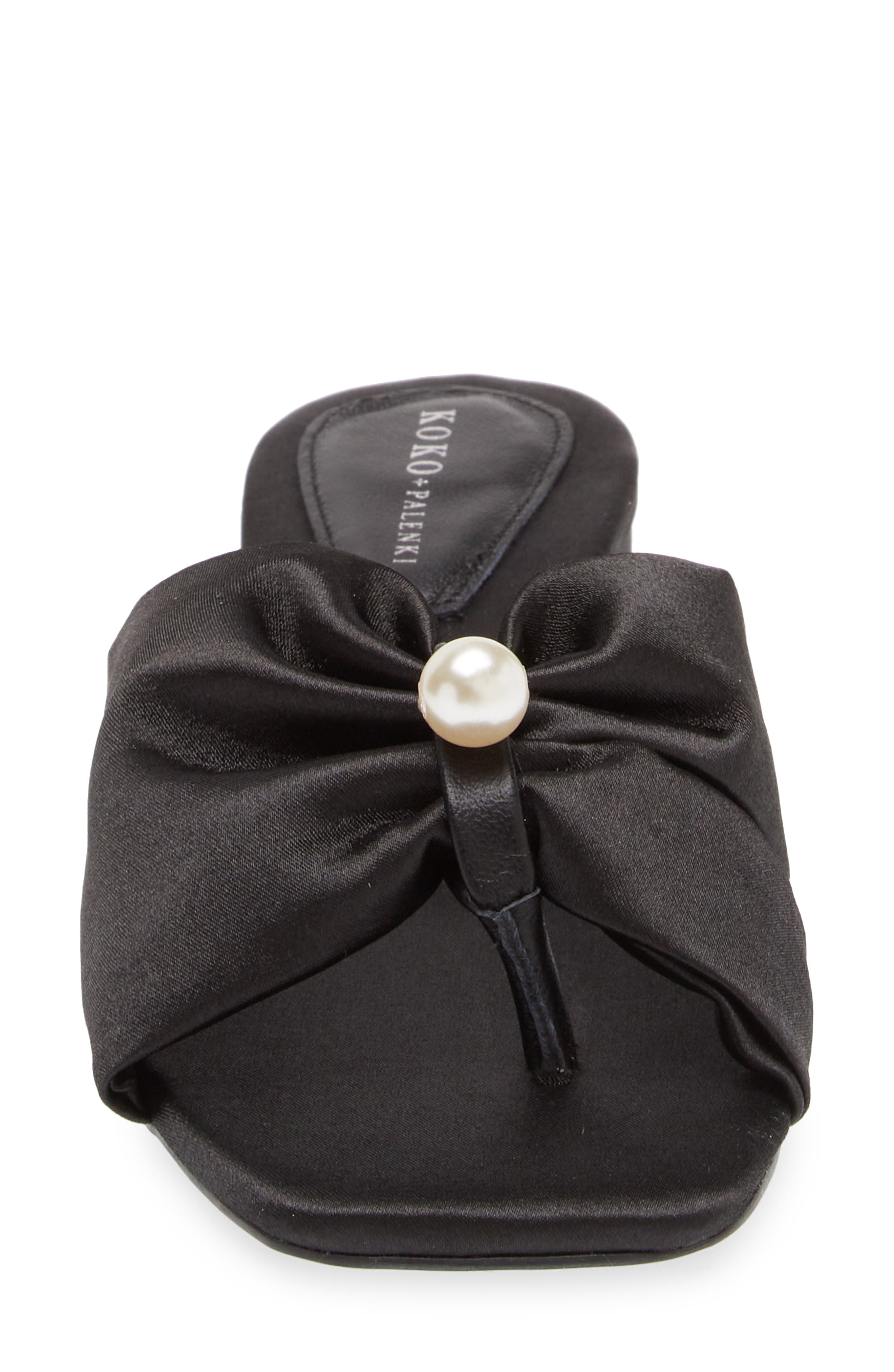 KOKO + PALENKI Tara Slide Sandal, Alternate, color, Black Satin