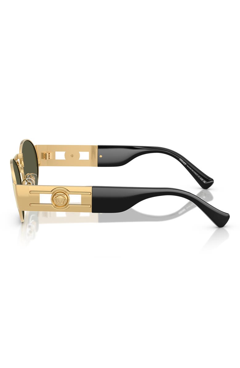 Versace 56mm Oval Sunglasses, Alternate, color, Gold / Green Mirror Silver