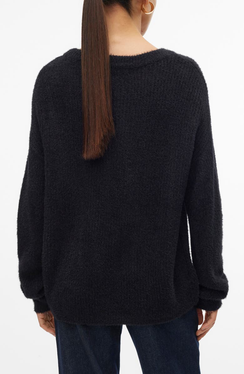 VERO MODA Eyelash Puff Sleeve Sweater, Alternate, color, Black