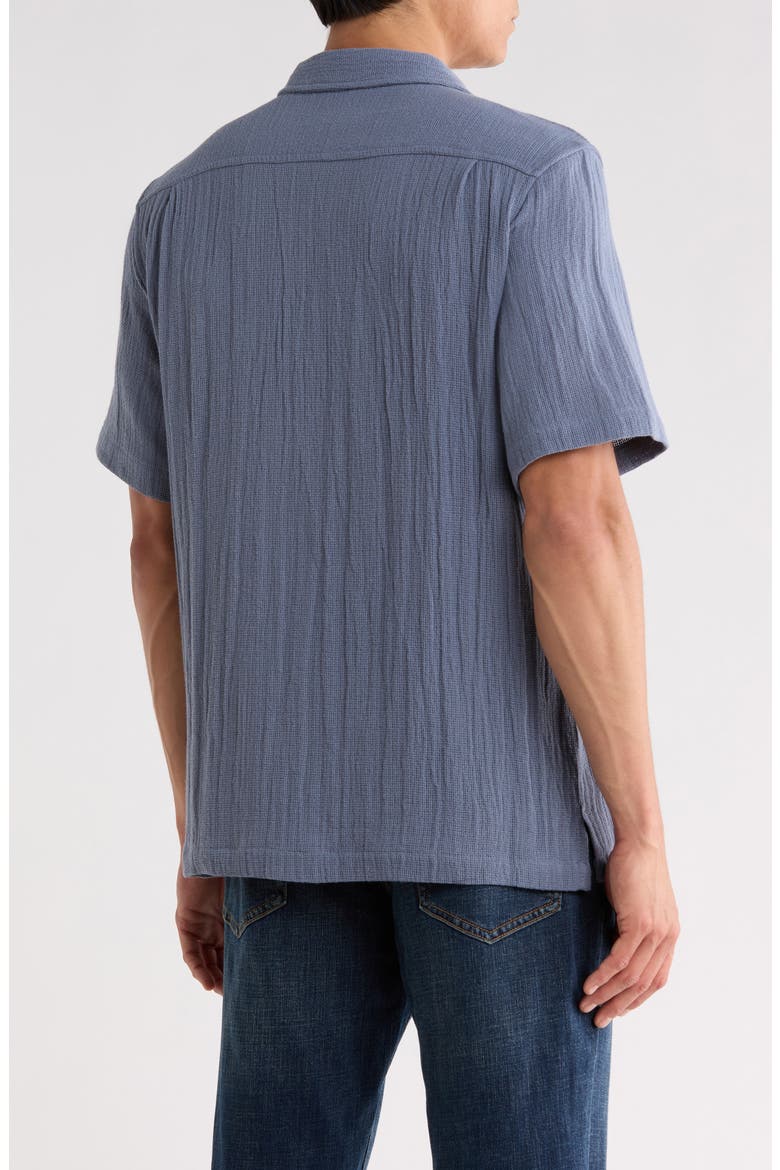 Textured Cotton Camp Shirt, Alternate, color, FLINT STONE