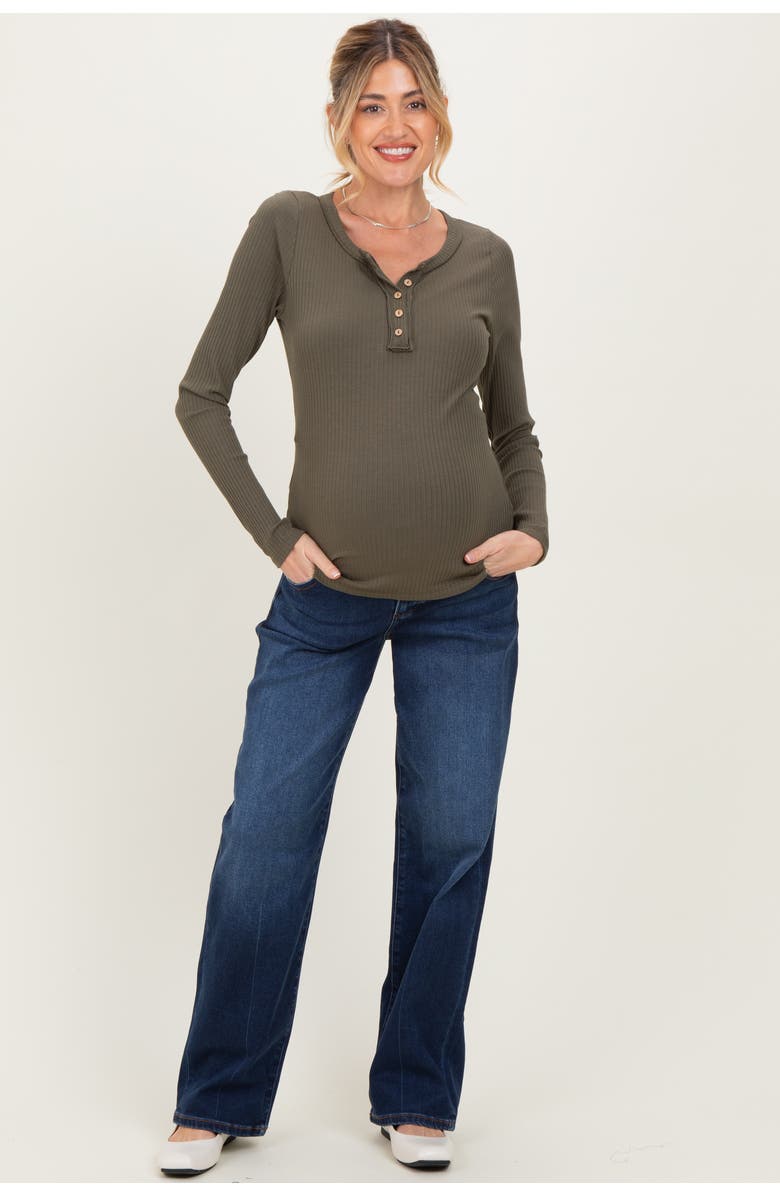 PinkBlush Dark Wash Boyfriend Fit Maternity Jeans, Main, color, Navy Blue