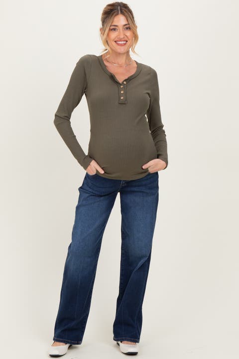 Dark Wash Boyfriend Fit Maternity Jeans