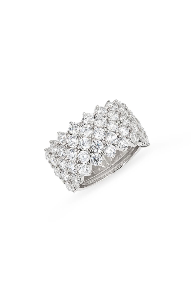 Cubic Zirconia Grid Ring, Main, color, CLEAR- SILVER