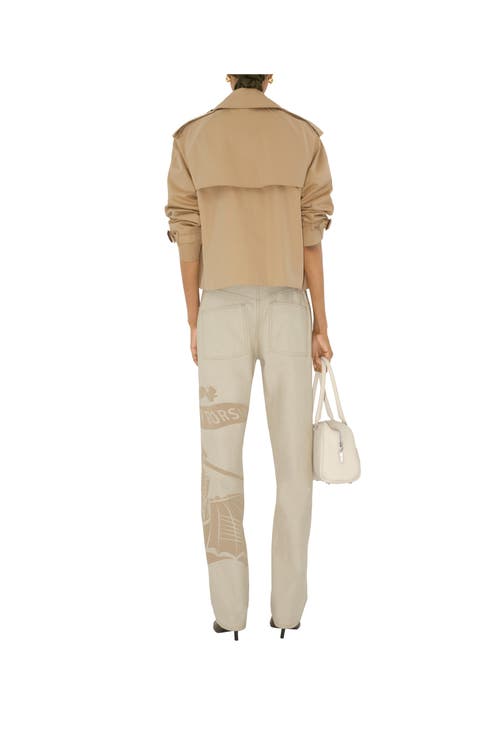 Burberry Cropped Gabardine Trench Jacket In Brown