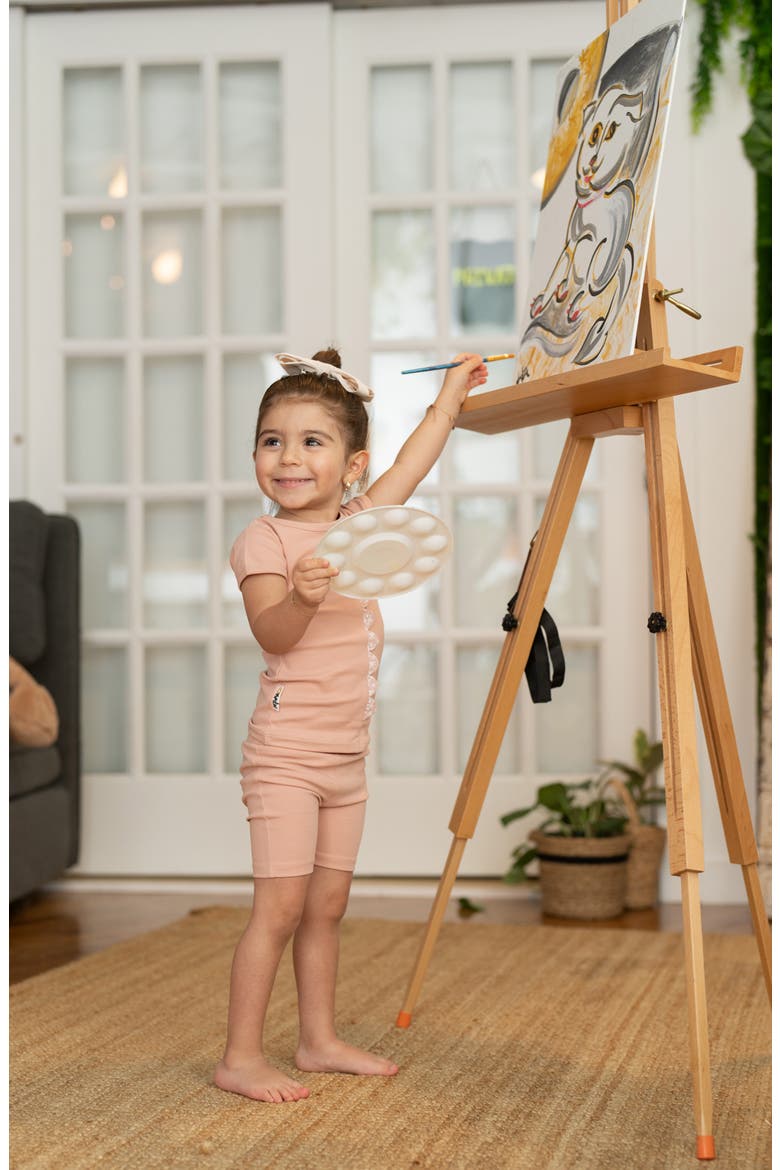 Kids' Floral Scalloped Shirt & Shorts Set, Alternate, color, SALMON
