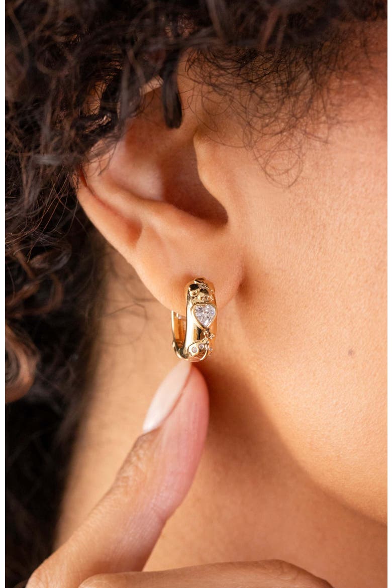 Love Luck Huggie Earrings, Alternate, color, Gold