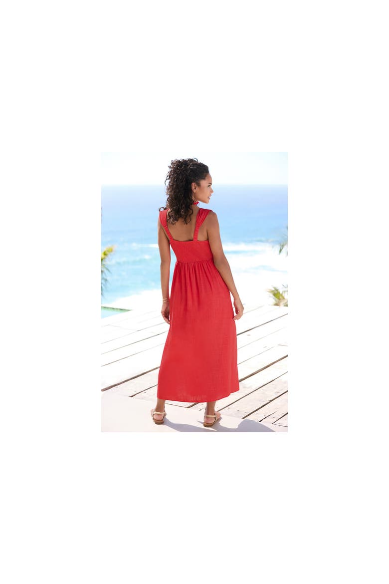 Button Detail Maxi Dress, Alternate, color, Red