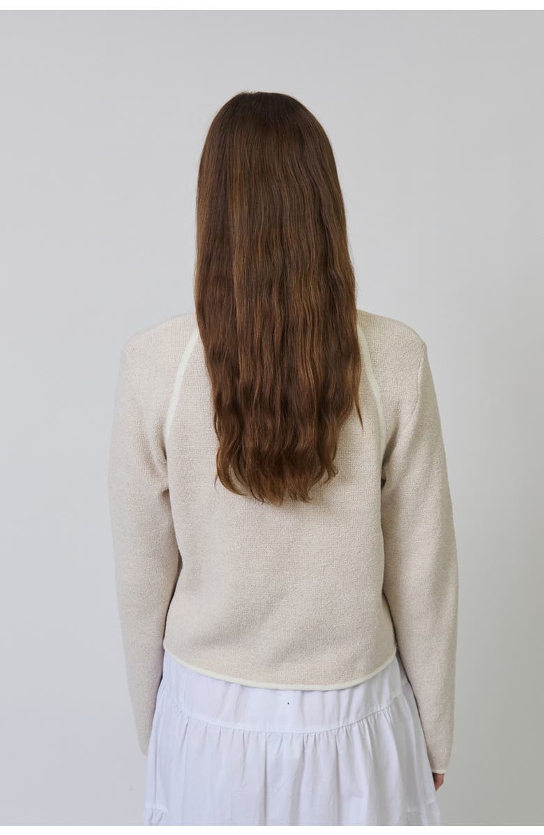 Central Park West Celeste Tweed Yarn Zip Up, Alternate, color, Sand