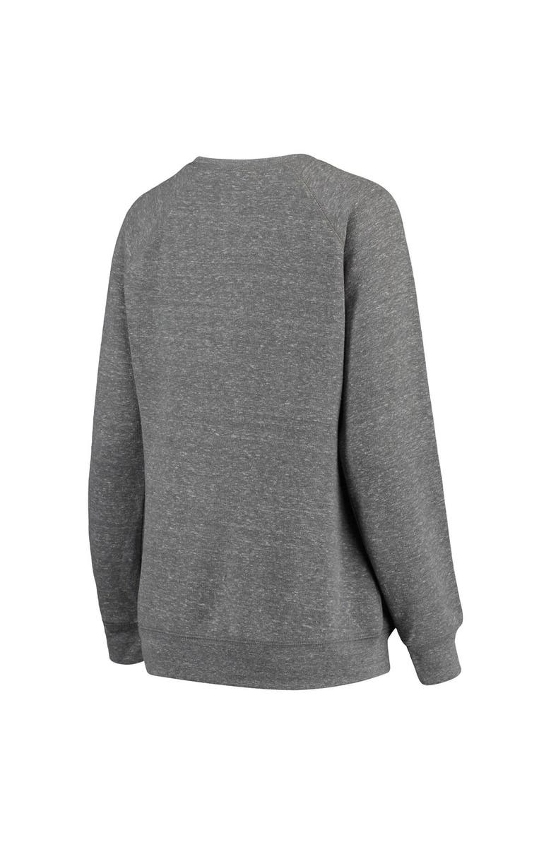 PRESSBOX Women's Pressbox Heathered Gray Kansas Jayhawks Big Team Logo Knobi Fleece Tri-Blend Crew Neck Sweatshirt, Alternate, color,