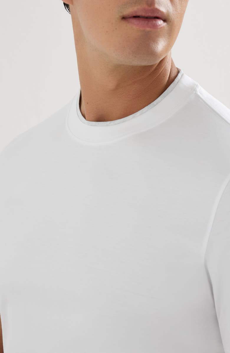 Brunello Cucinelli T-shirt with faux-layering, Alternate, color, White