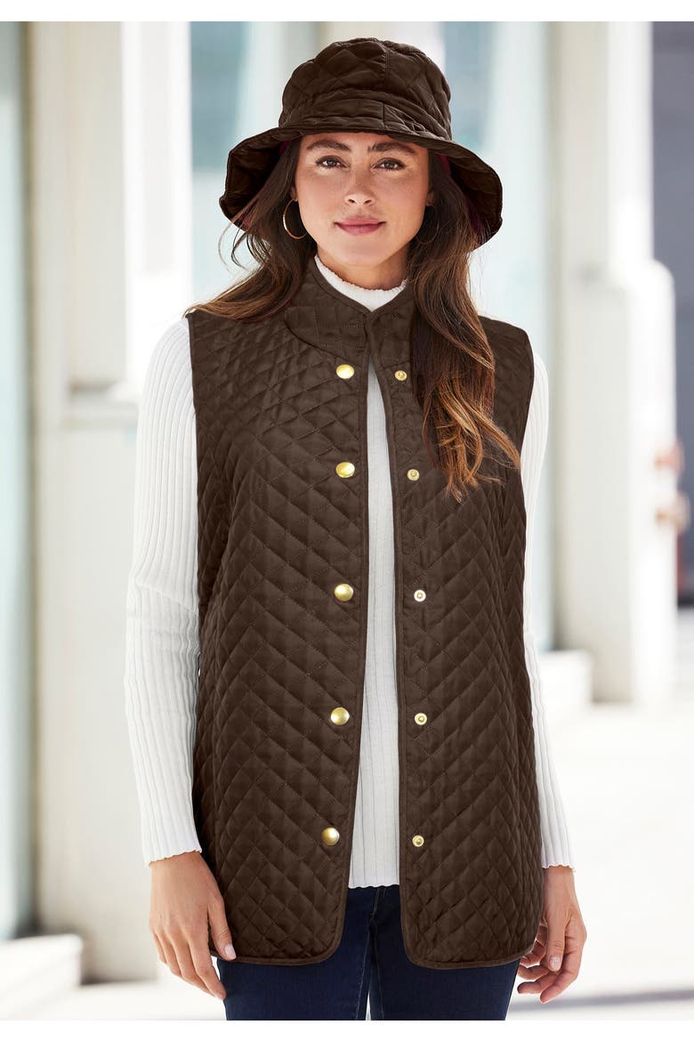 Quilted Vest, Alternate, color, RICH BURGUNDY