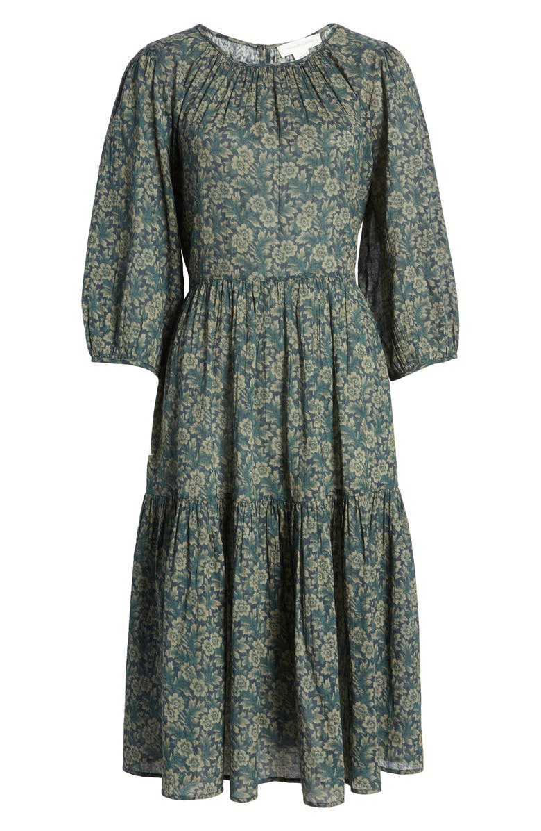 Treasure & Bond Floral Print Tiered Cotton Gauze Dress, Alternate, color, 