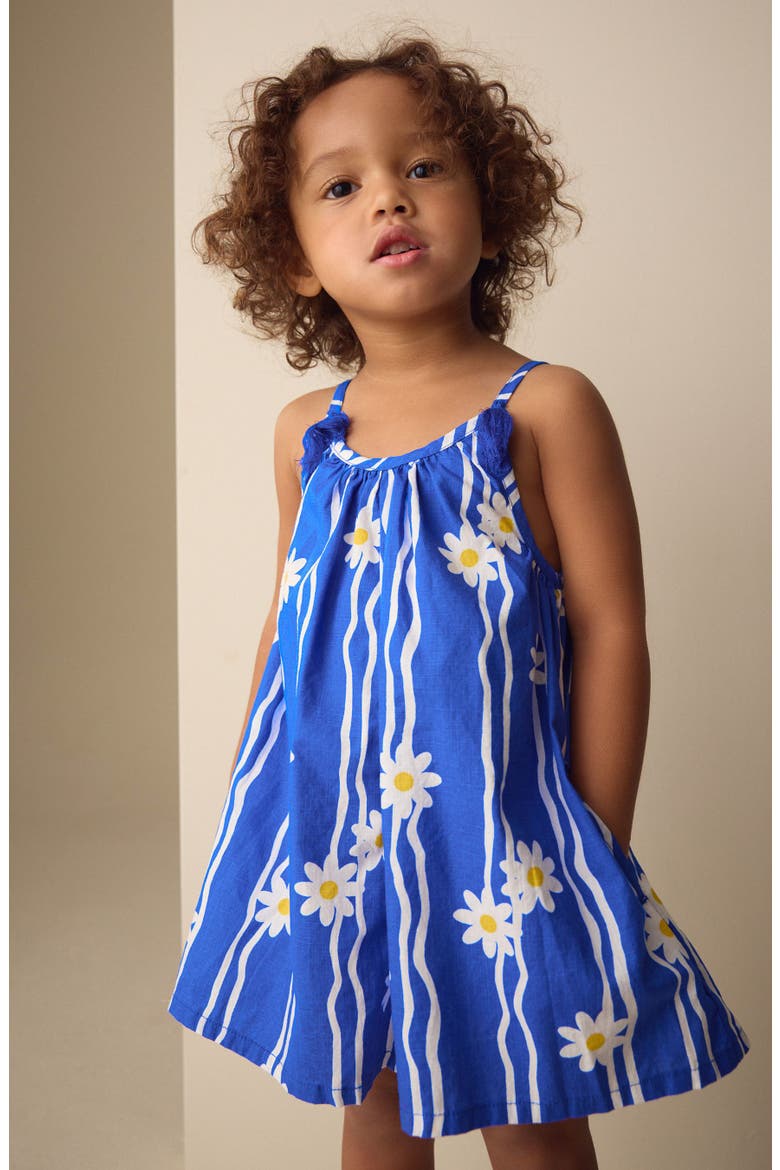 Kids' Daisy Print Cotton Romper, Alternate, color, BLUE