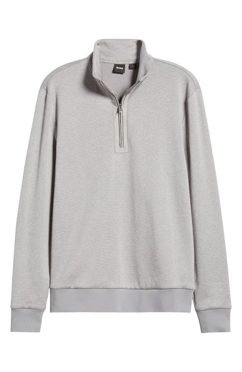 Hugo Boss Boss Sidney Quarter Zip Pullover In Silver
