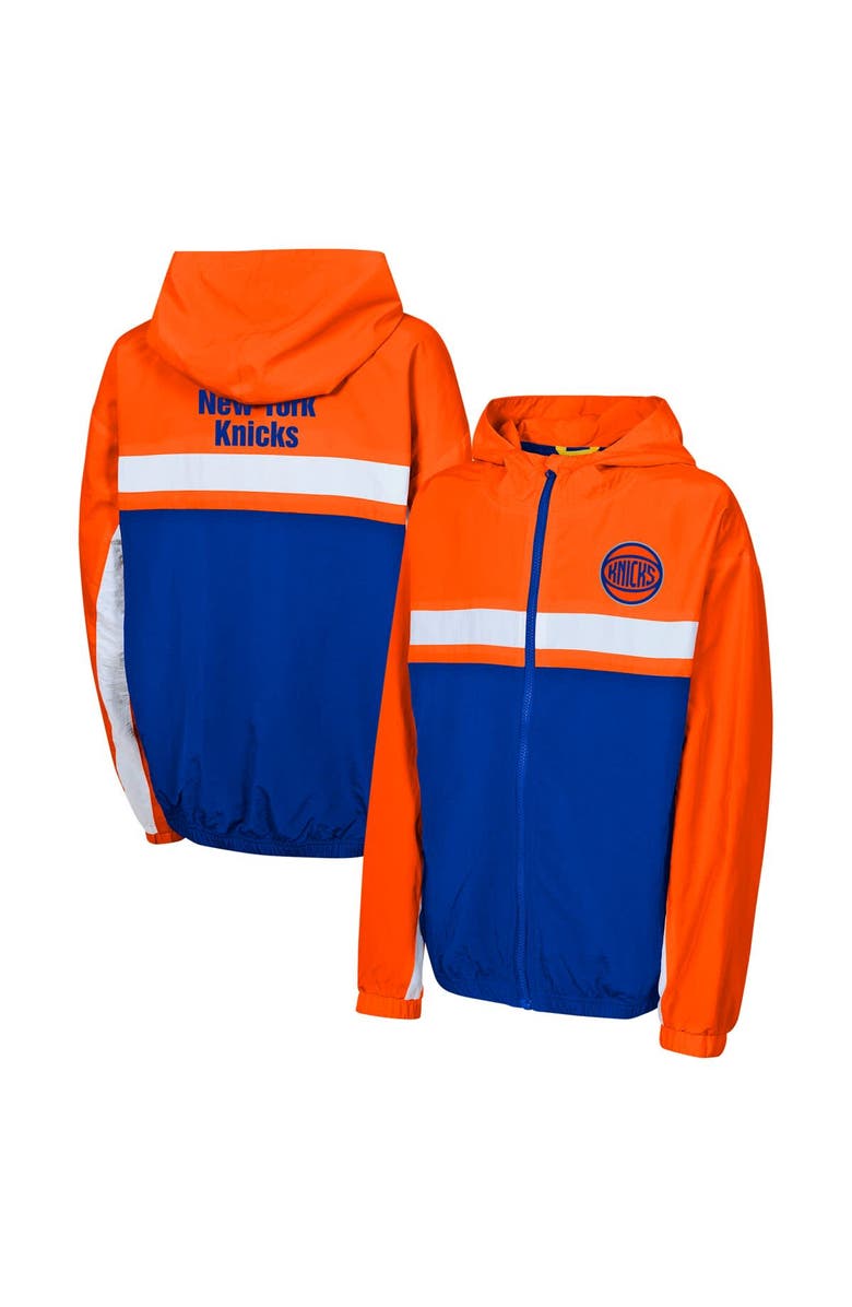Outerstuff Youth Orange New York Knicks Headliner Windbreaker Full-Zip Hoodie Jacket, Alternate, color,