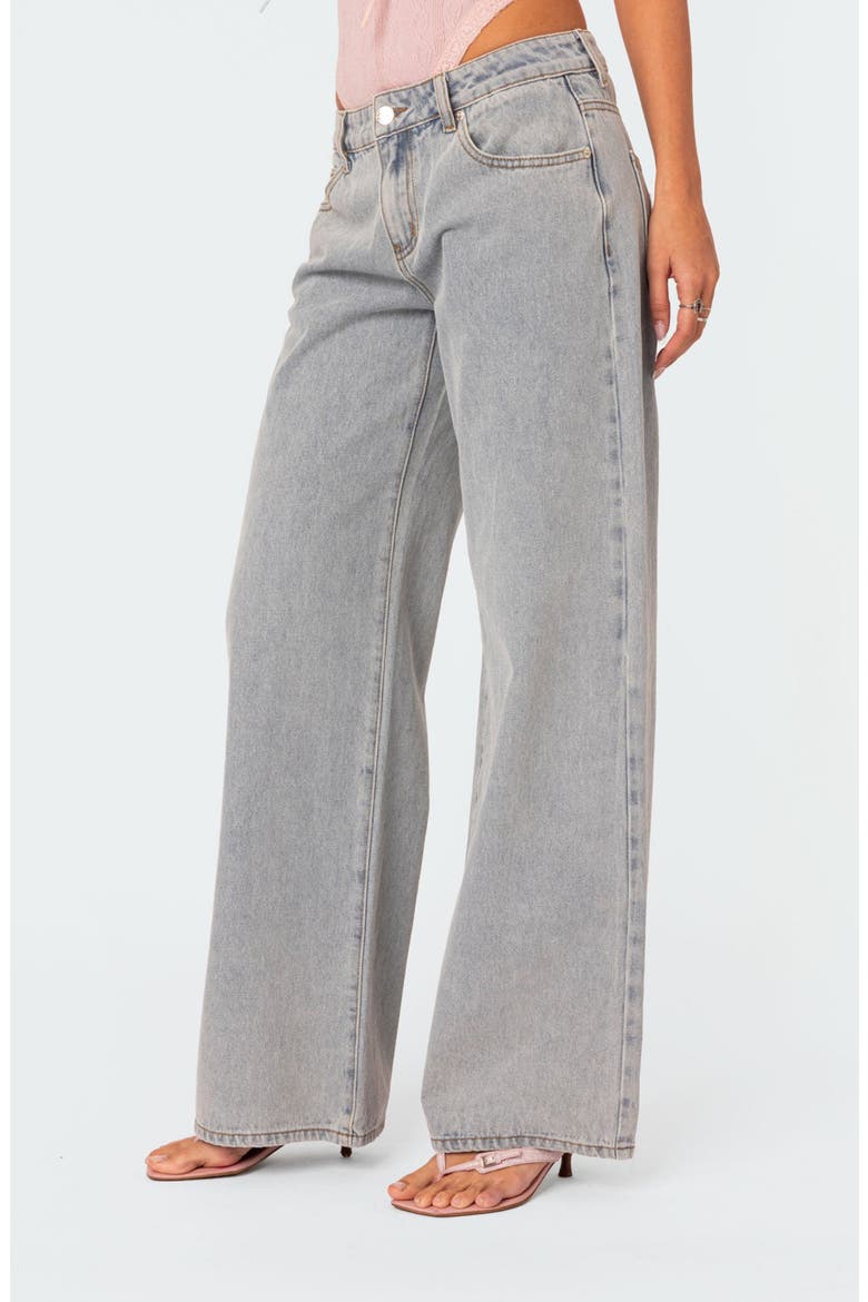 Bow Pocket Low Rise Wide Leg Jeans, Alternate, color, LIGHT-BLUE