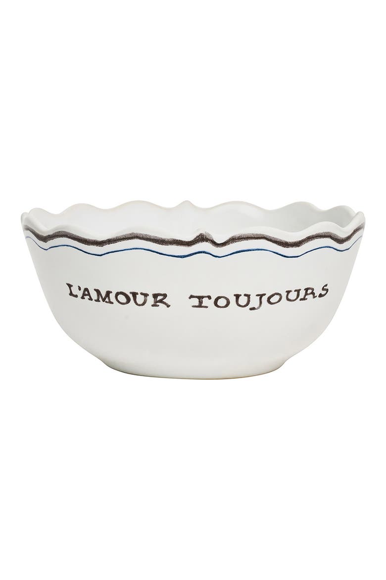 L'Amour Toujours Cereal Bowl, Main, color, WHITEWASH/BLACK