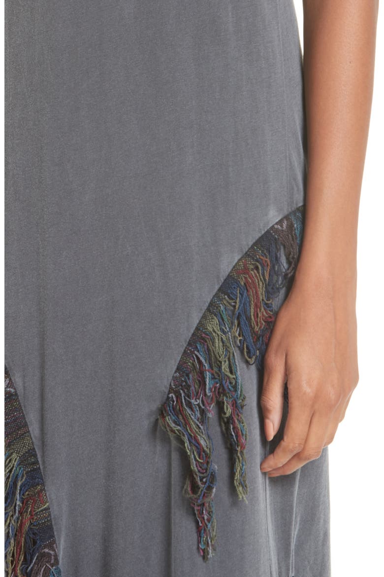 Adriana Ikat Fringe Dress, Alternate, color, FADED BLACK