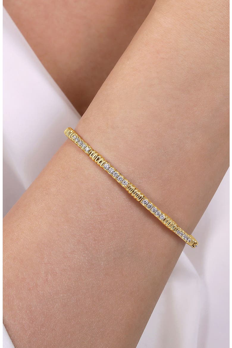 14K Gold Diamond Bangle, Alternate, color, 14K YELLOW GOLD