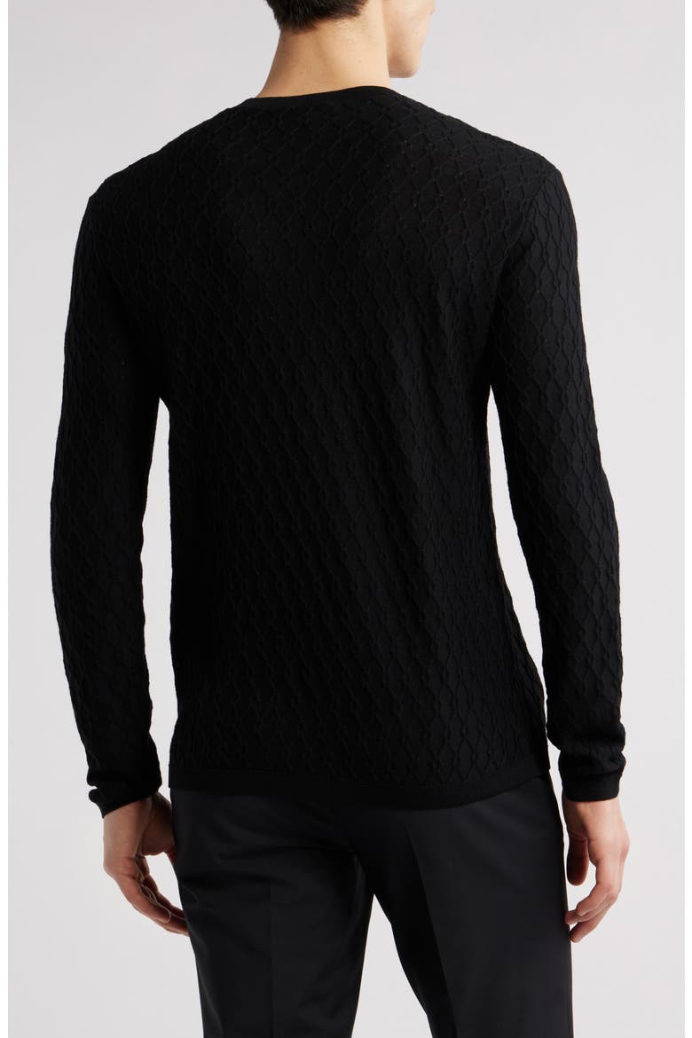 Diamond Wool Blend Crewneck Sweater, Alternate, color, SOLID BLACK