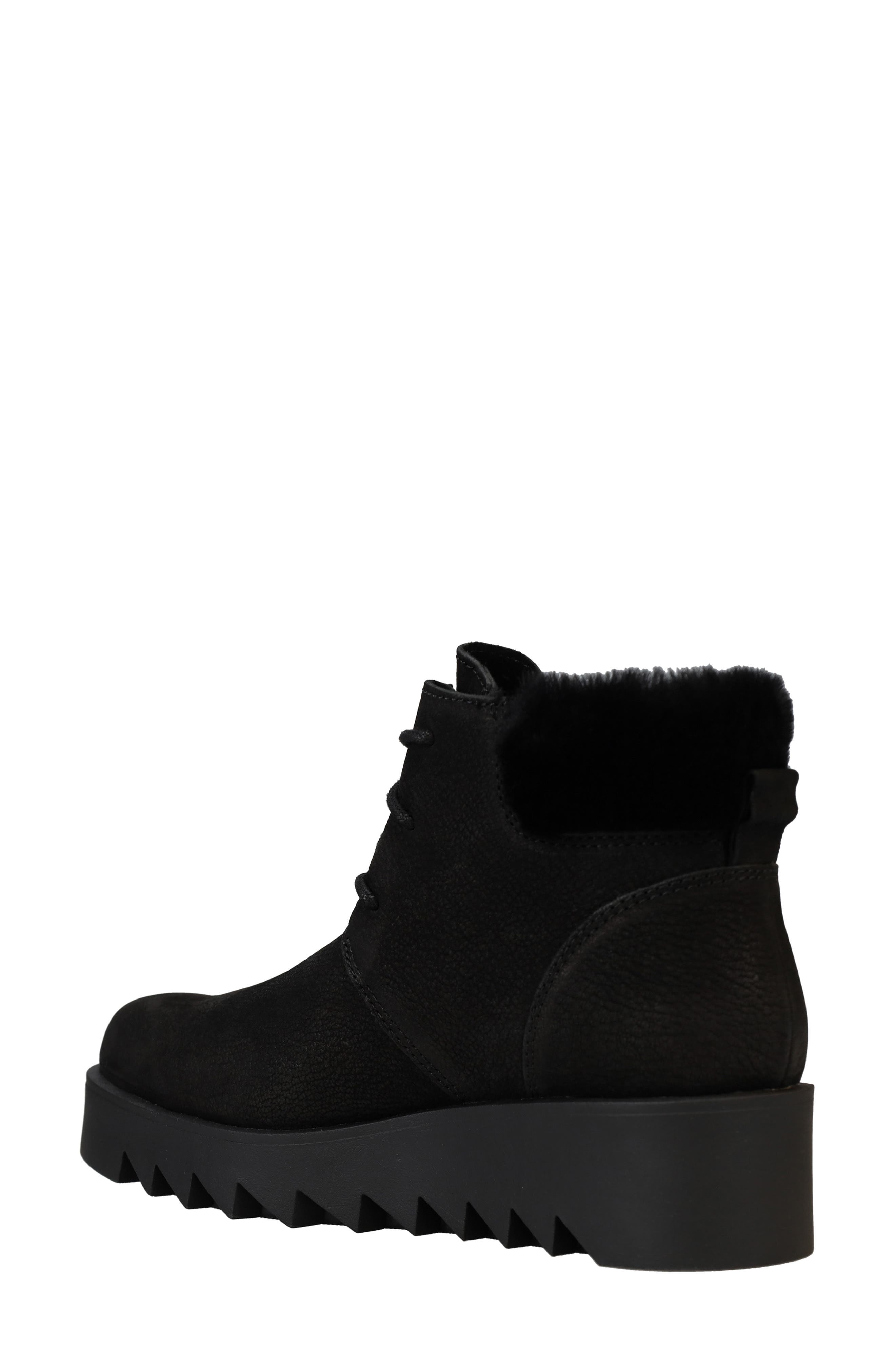 Eileen Fisher Kenille Genuine Shearling Trim Wedge Bootie, Alternate, color, Black