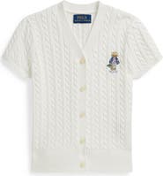 Polo Ralph Lauren Kids' Embroidered Cable Cotton Short Sleeve Cardigan