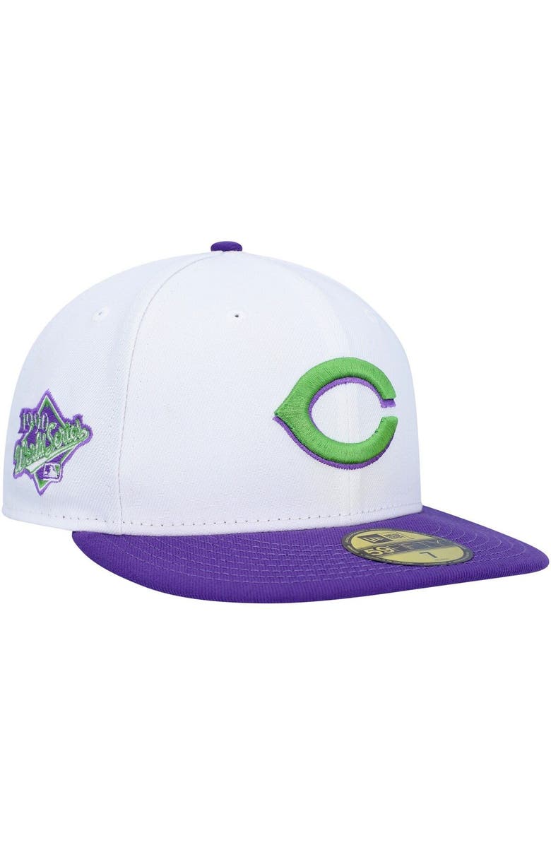 New Era Men's New Era White Cincinnati Reds 1990 World Series Side Patch 59FIFTY Fitted Hat, Main, color, White