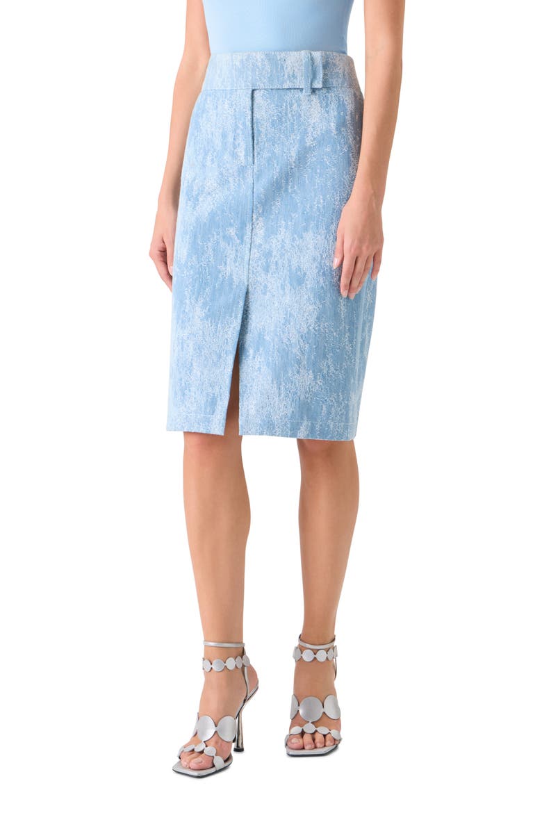 Denim Jacquard Pencil Skirt, Alternate, color, SKY BLUE DENIM