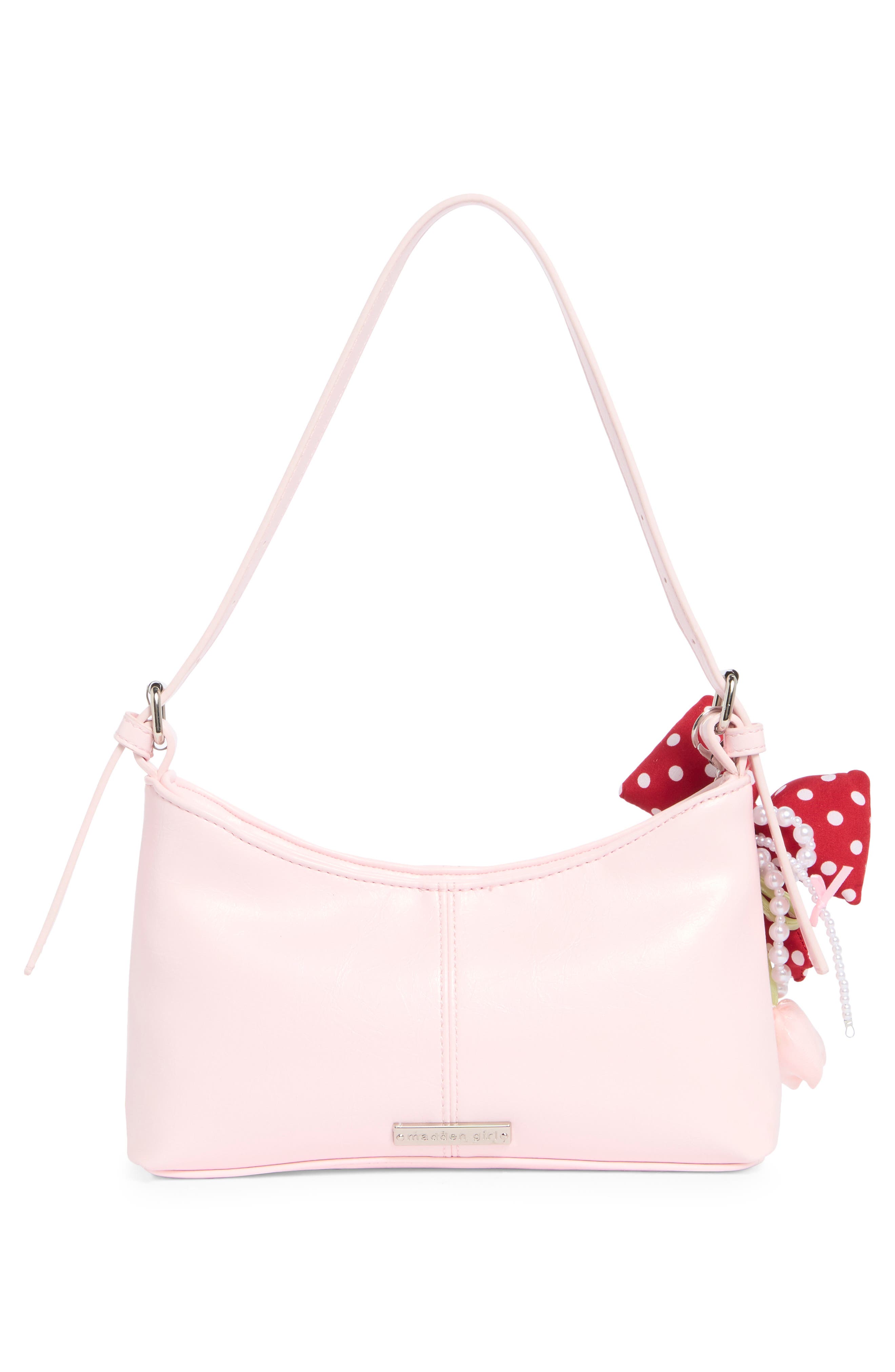 Crinkle Faux Leather Shoulder Bag, Alternate, color, PRIMROSE