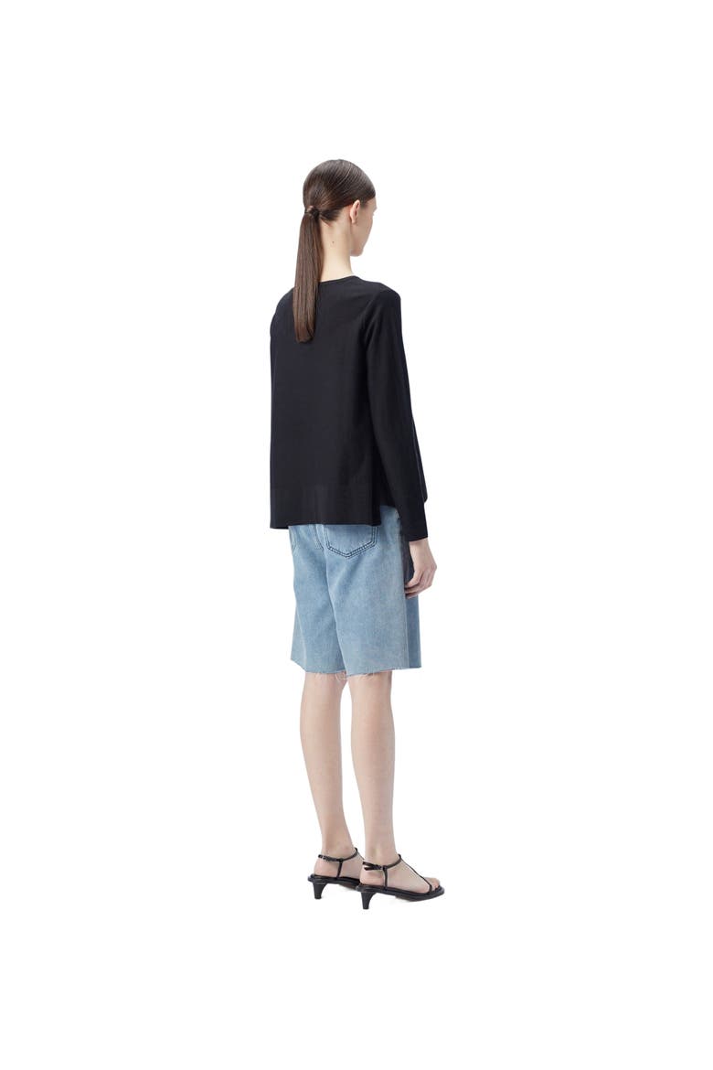 Boatneck Cotton Silk Cashmere Blend Sweater, Alternate, color, black