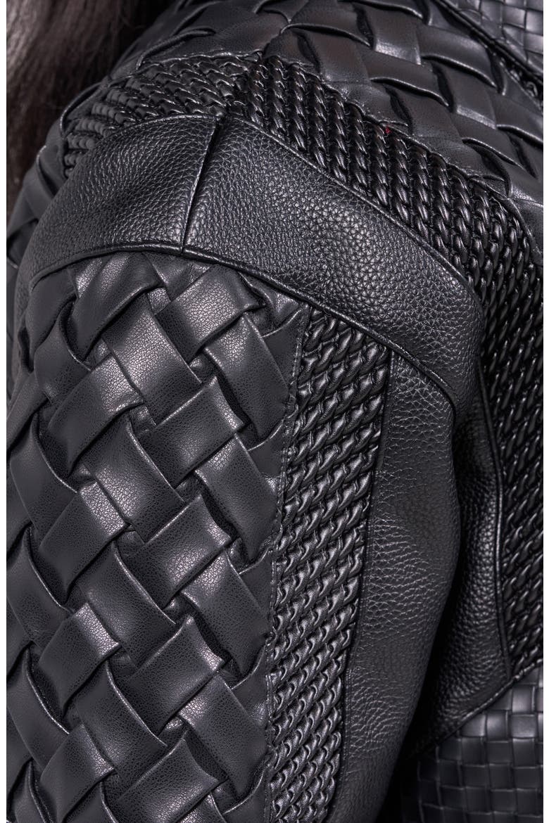 Alonso Leather Bomber Jacket, Alternate, color, BLACK