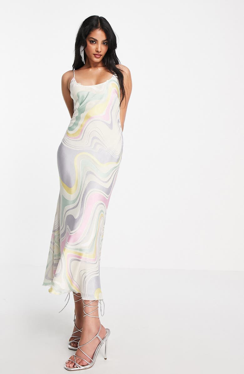 ASOS DESIGN Devore Satin Slipdress, Alternate, color,