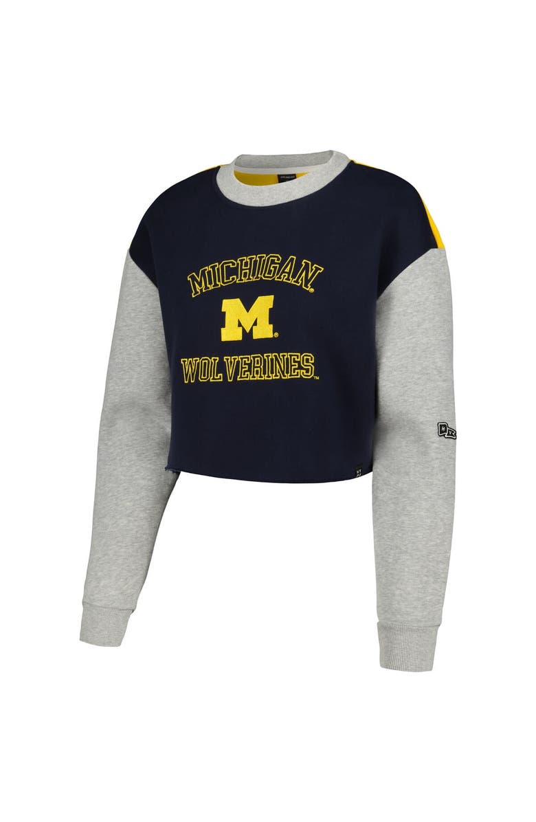Hype and Vice Women's Hype and Vice Navy Michigan Wolverines Colorblock Rookie Crew Pullover Sweatshirt, Alternate, color, Navy