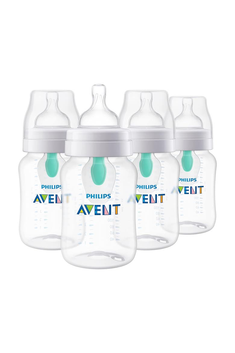 Anti-colic Baby Bottle With AirFree Vent, 9oz, 4pk, Clear, Main, color, No Color