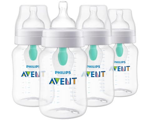 Anti-colic Baby Bottle With AirFree Vent, 9oz, 4pk, Clear