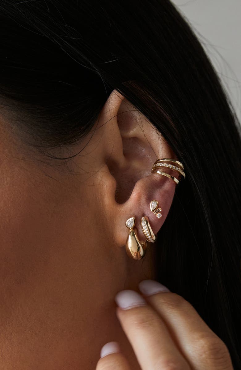 Zoë Chicco 14K Pavé Diamond Huggie Hoop Earrings, Alternate, color, 14K Yg