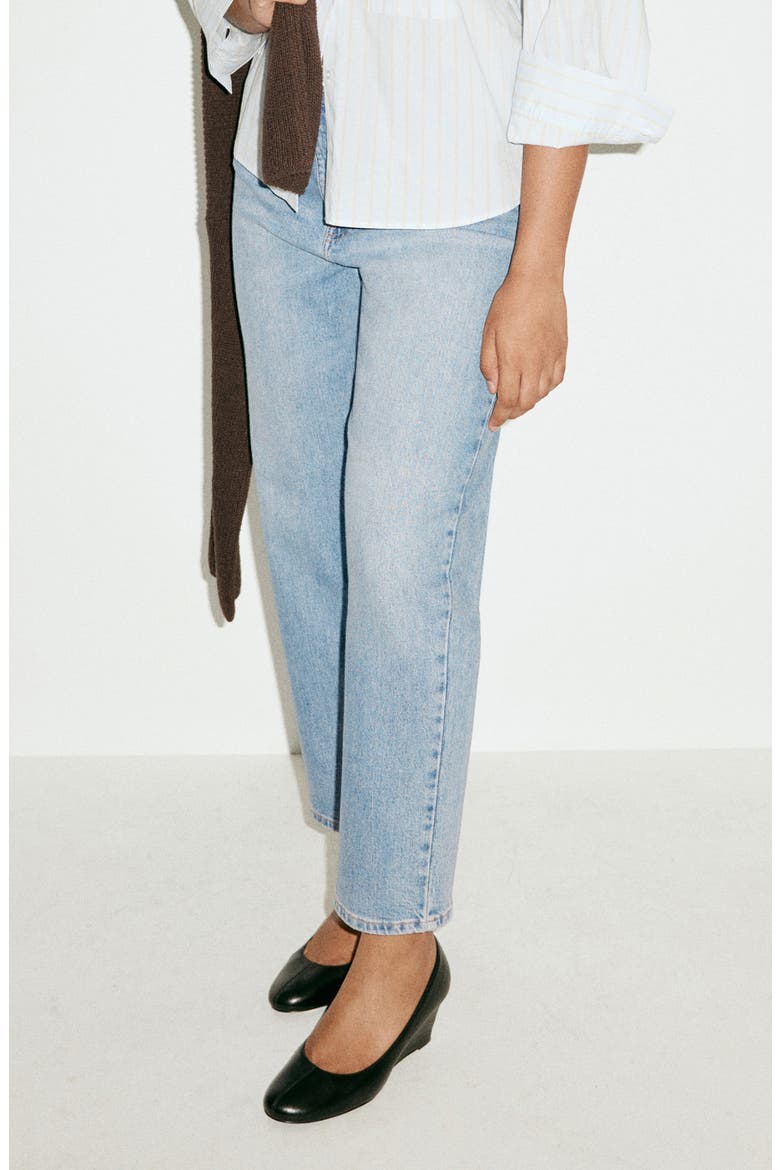 High Waist Ankle Mom Jeans, Main, color, LIGHT MEDIUM BLUE