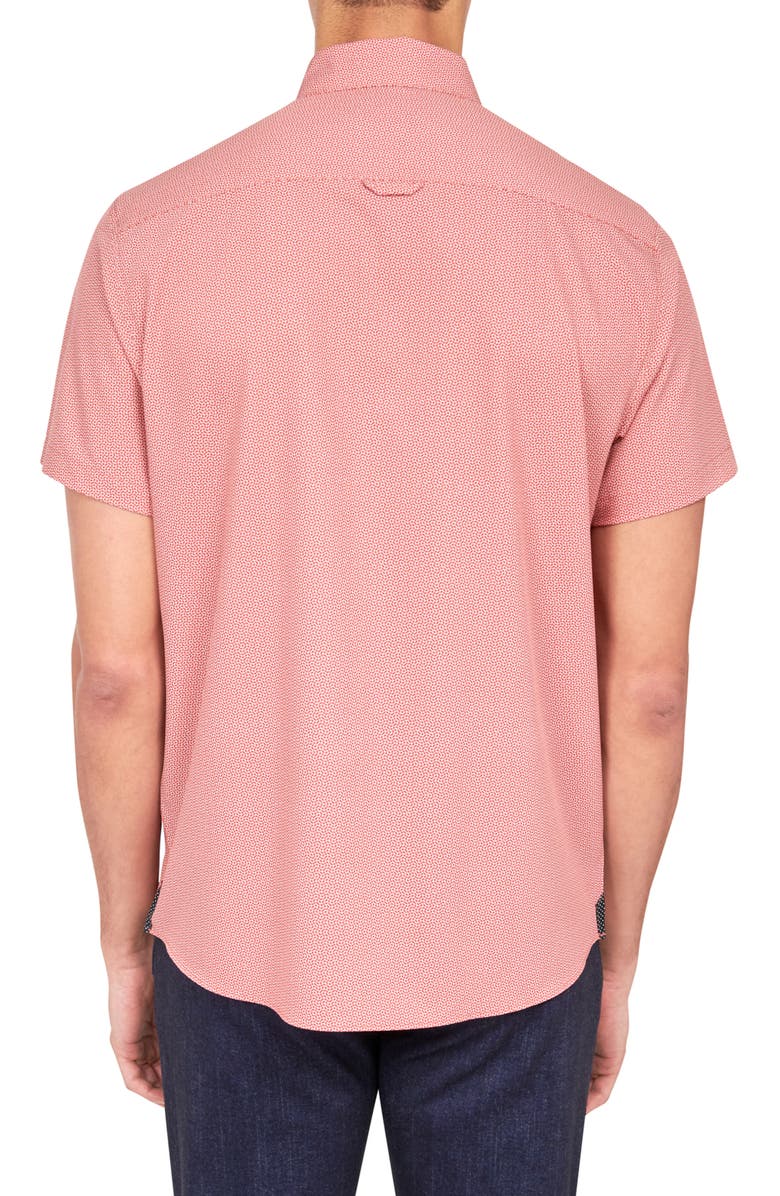 Brooklyn Brigade Slim Fit Wavy Geo 4-Way Stretch Performance Short Sleeve Shirt, Alternate, color, Orange