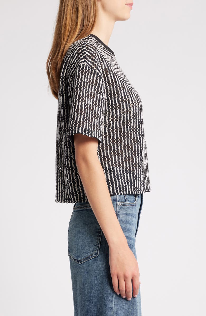 rag & bone Gigi Stripe Knit Crop T-Shirt, Alternate, color, Black Multi