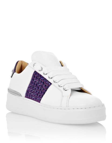 Mix Leather Lo-Top Sneakers Crystal Women