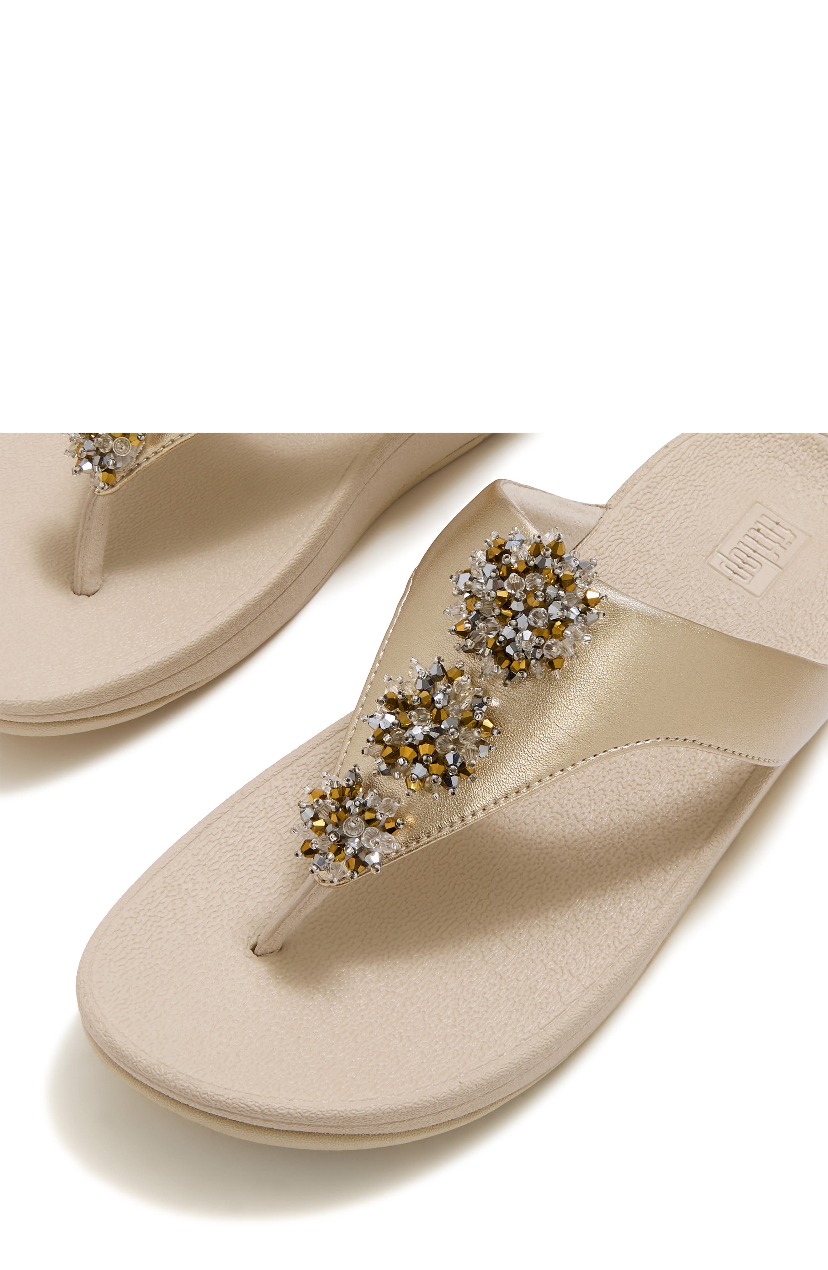 Flowrise Embellished Wedge Flip Flop, Alternate, color, PLATINO