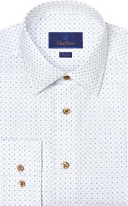 David Donahue Trim Fit Neat Cotton Dress Shirt