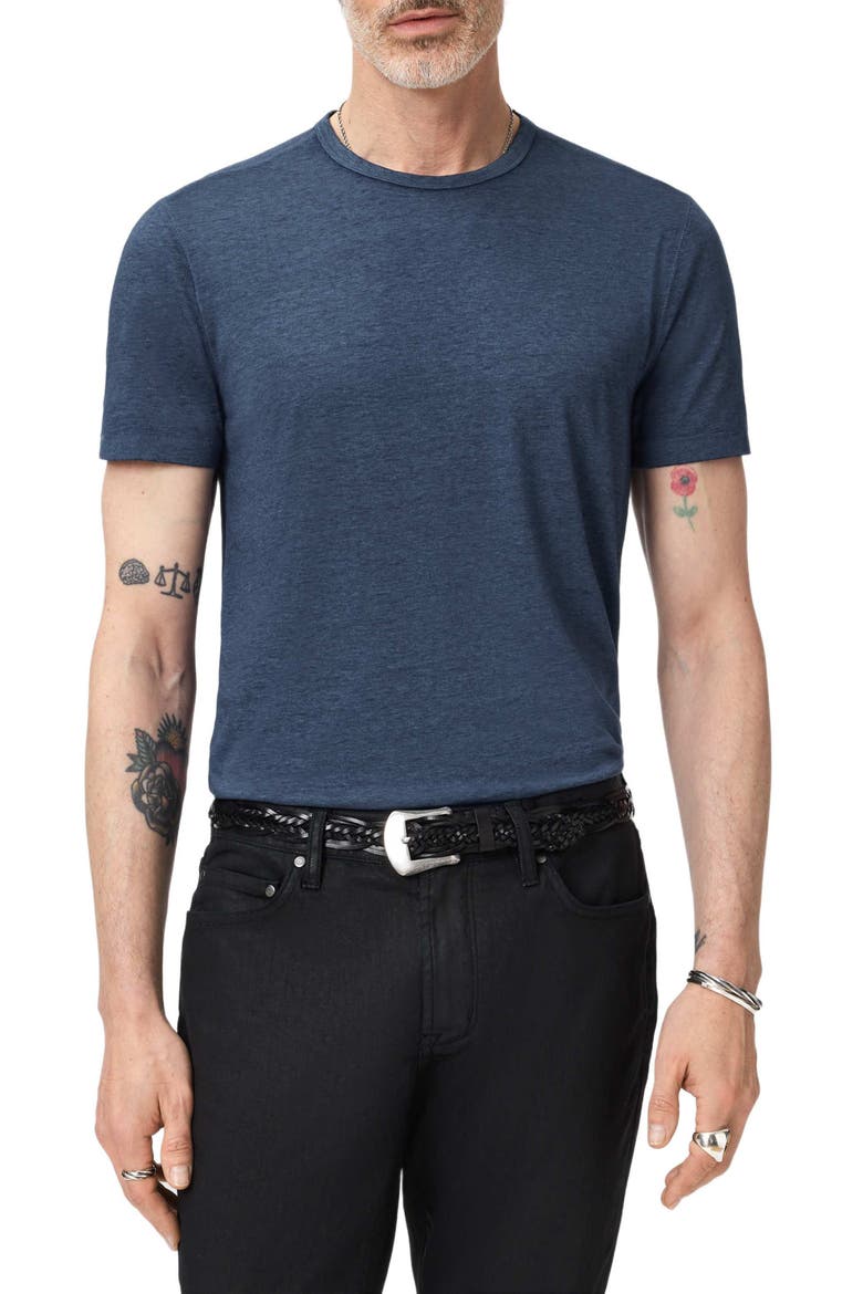 Bale Burnout Crewneck T-Shirt, Main, color, OILED BLUE